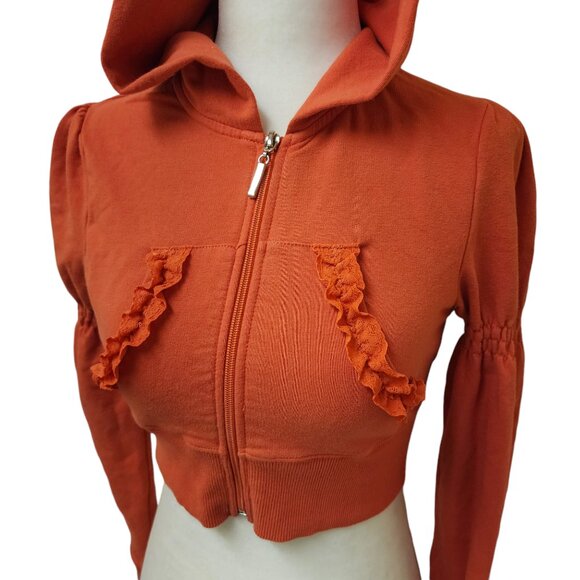 Romeo & Juliet Couture Orange Babydoll y2k 2000s Crop Sweater Juniors Medium - Picture 2 of 7